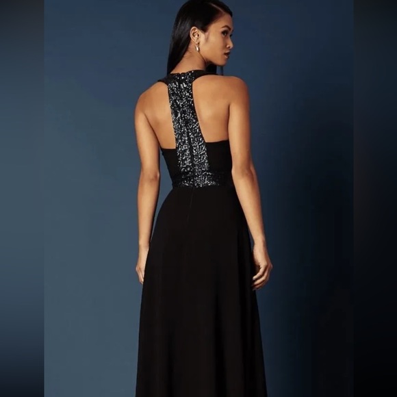 Dress The Population Delani Black Sequin Long Evening Gown Maxi Dress Size Small - Picture 13 of 13